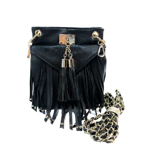 Bolso HNA de color rosa con estampado en forma de figuras de colores café, gris, fucsia, azul claro, azul oscuro, amarillo y vino, cuanta con asa ajustable de color rosa para tomar en manos libres, asa estática de color rosa en la parte superior para tomar con la mano, Viene con broche metálico en color dorado y colgante con el logo de la marca en la parte de enfrente.